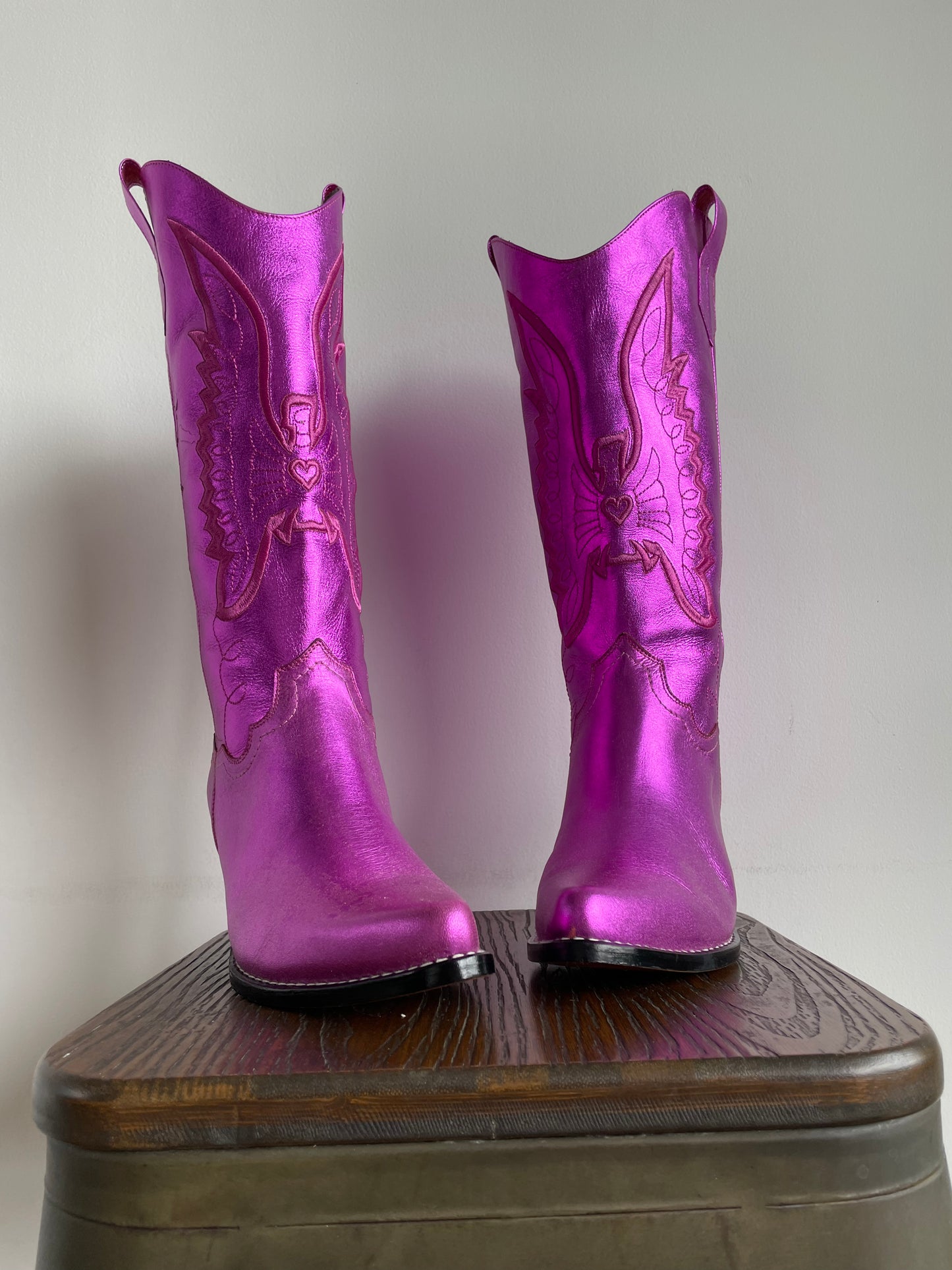 Bota Bolivar fucsia metalizado Largo Barcelona