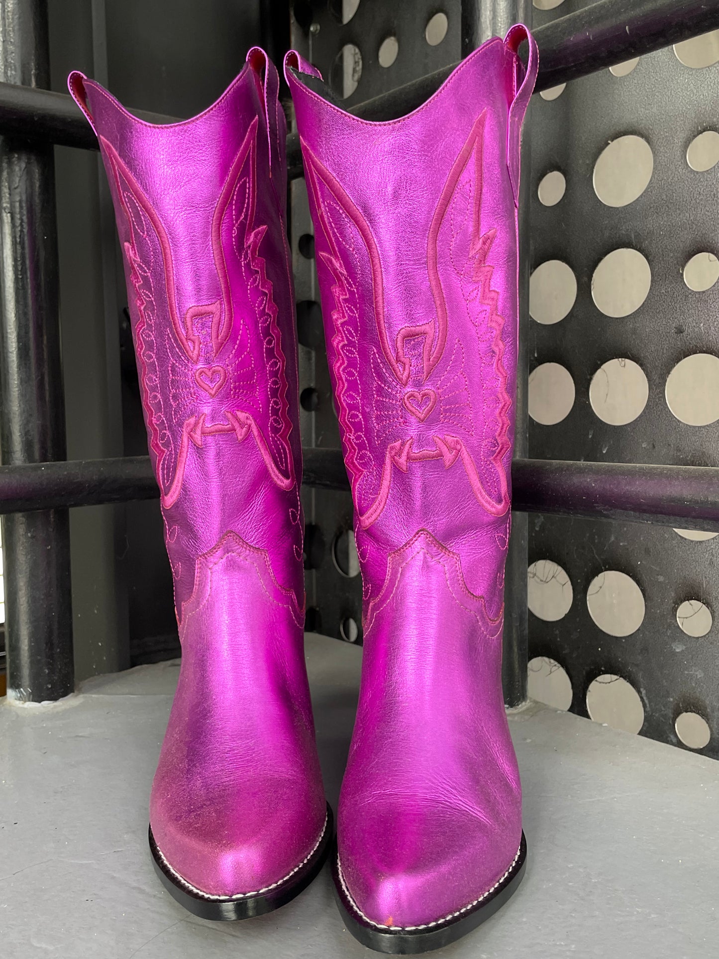 Bota Bolivar fucsia metalizado Largo Barcelona