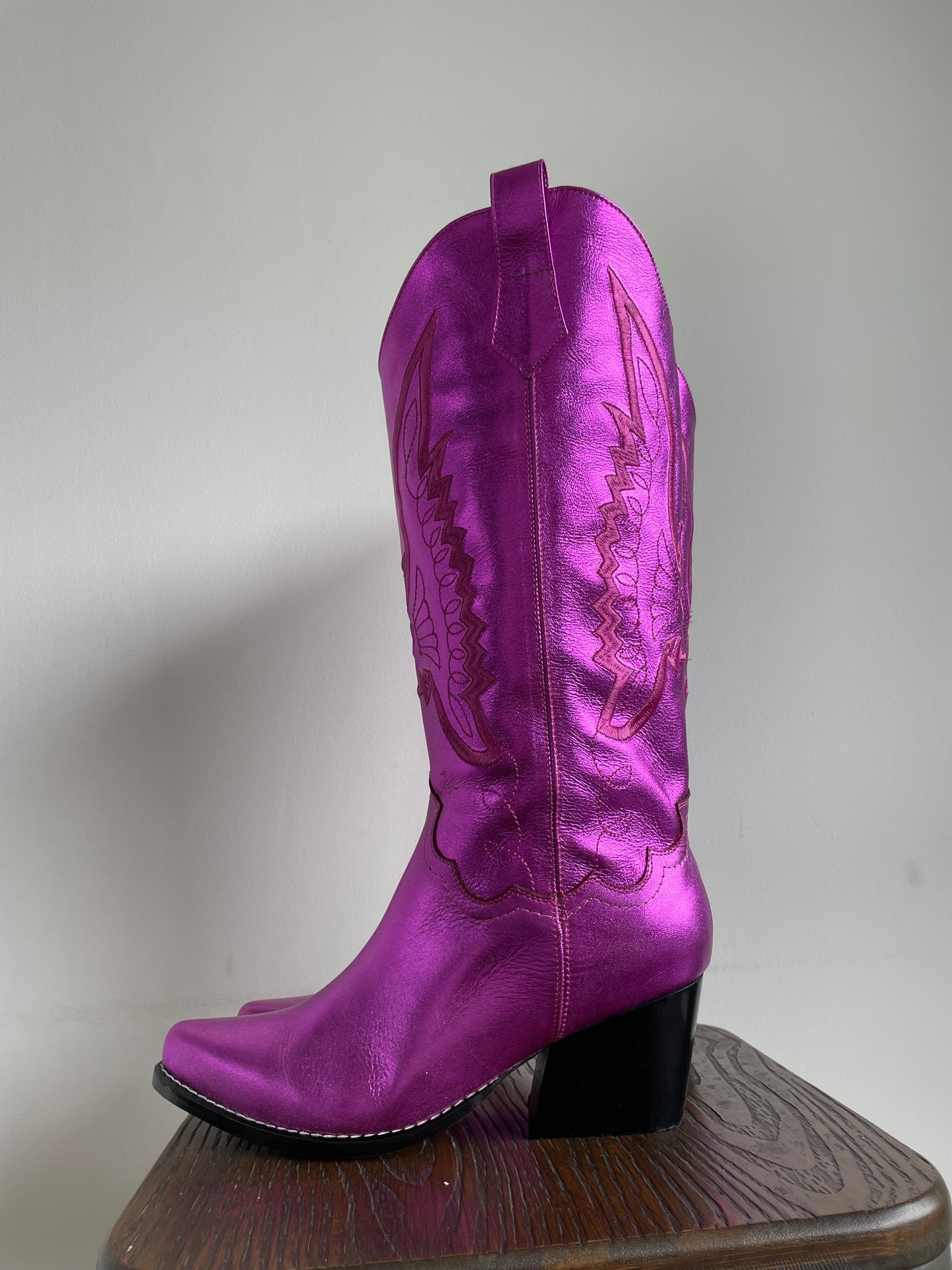 Bota Bolivar fucsia metalizado Largo Barcelona